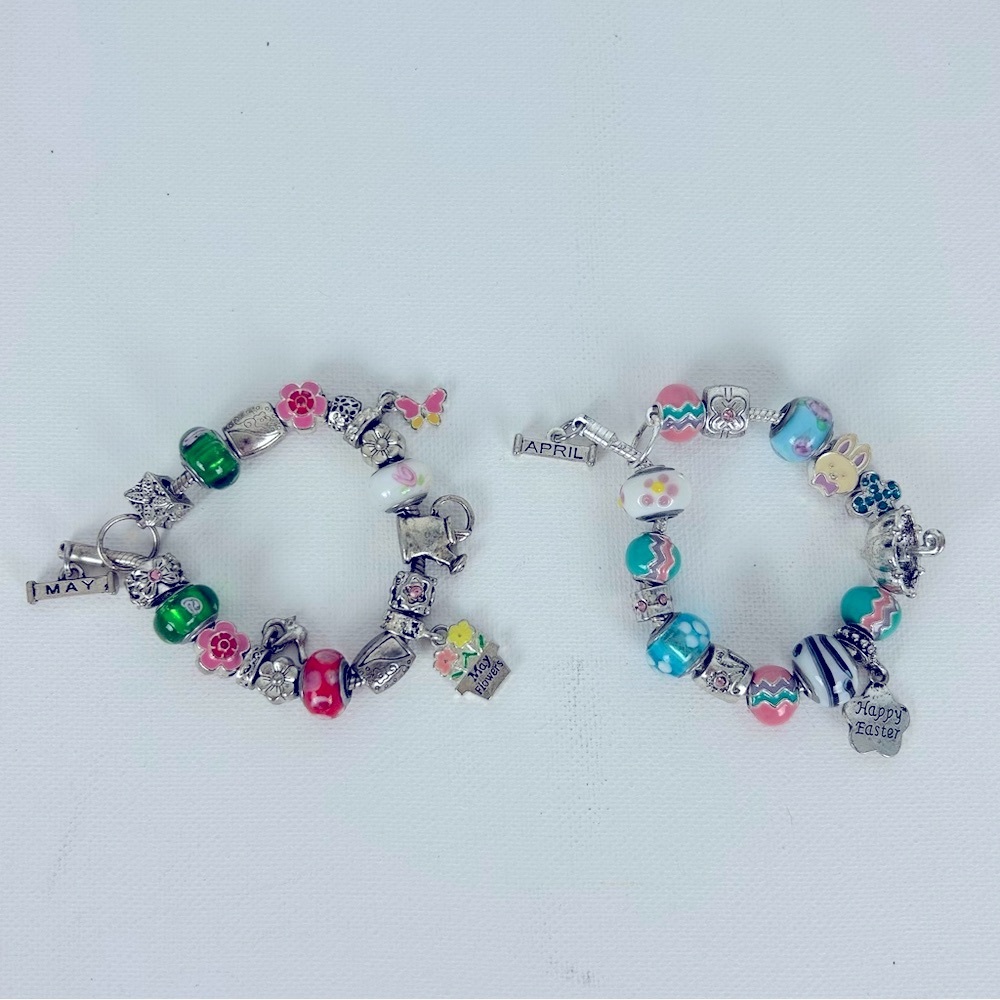 2 - Willabee & Ward Toggle “Monthly-Themed” Charm Bracelets "April" & "May"